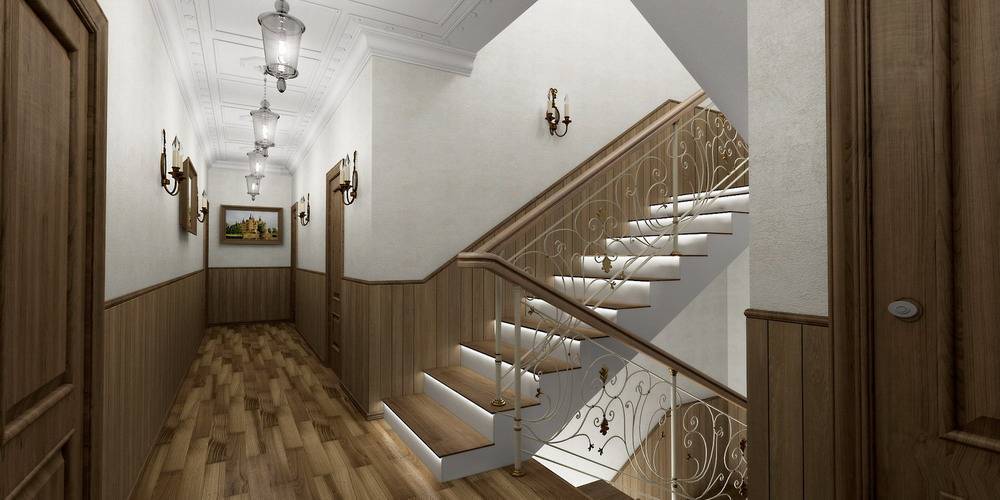 Дизайн холла в частном доме с лестницей +75 фото