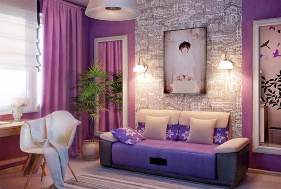 Лавандовый цвет в интерьере спальни, кухни: сочетание на стенах
 - 36 фото
