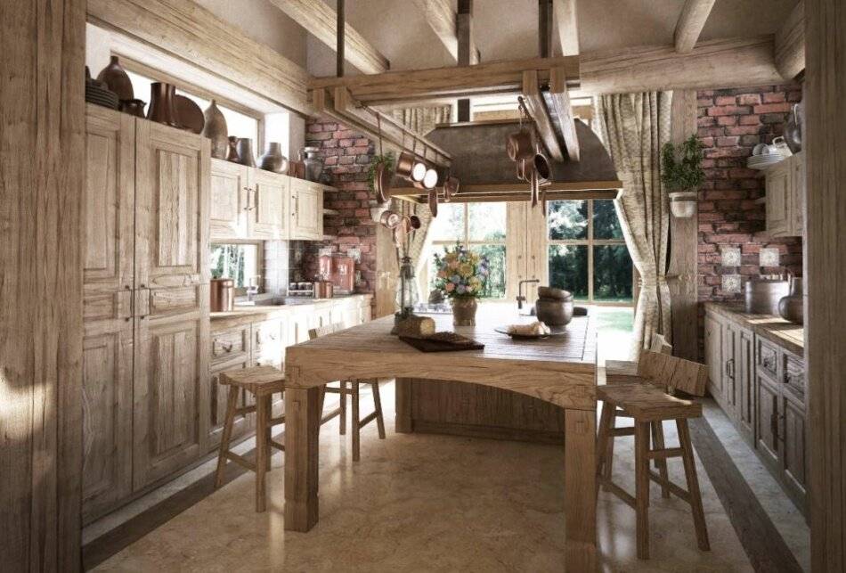 Кухня в деревенском доме: дизайн интерьера и обустройство