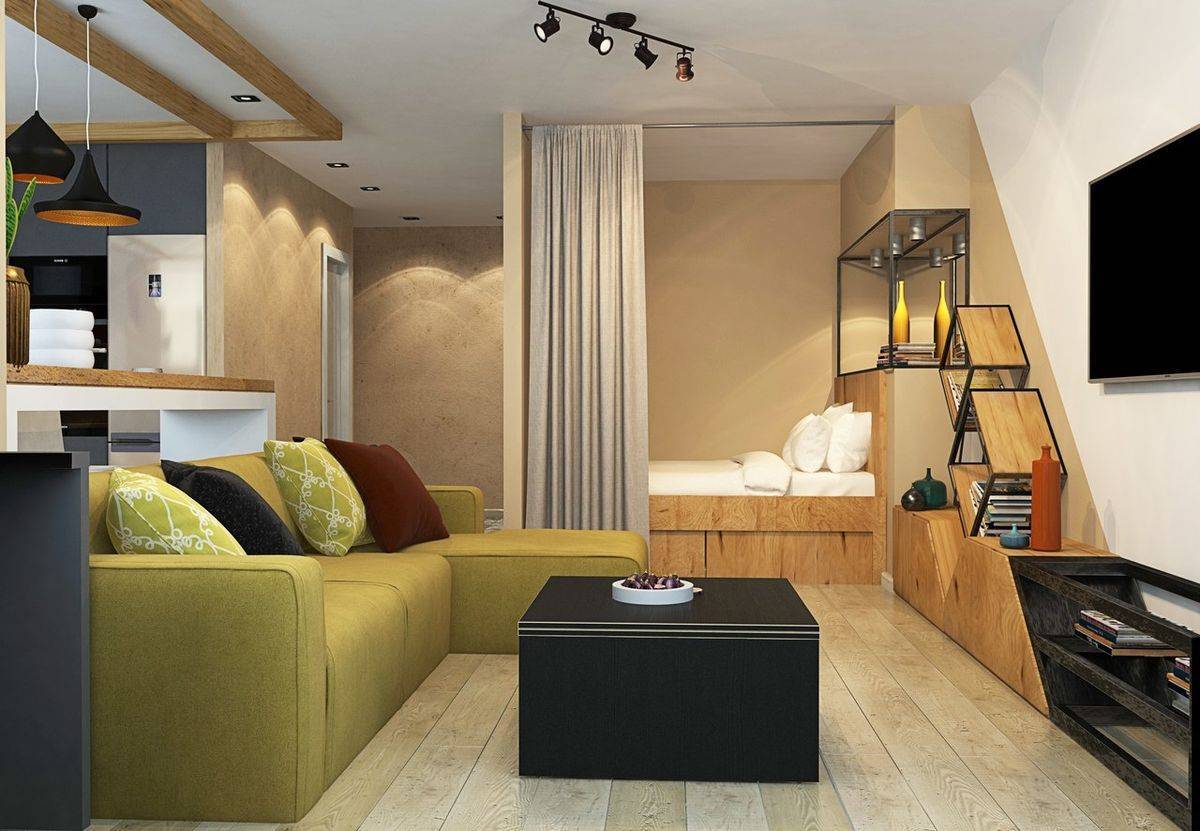 Зонирование однокомнатной квартиры: перегородки в однушке, дизайн интерьера рабочего места, варианты оформления, деление на зоны