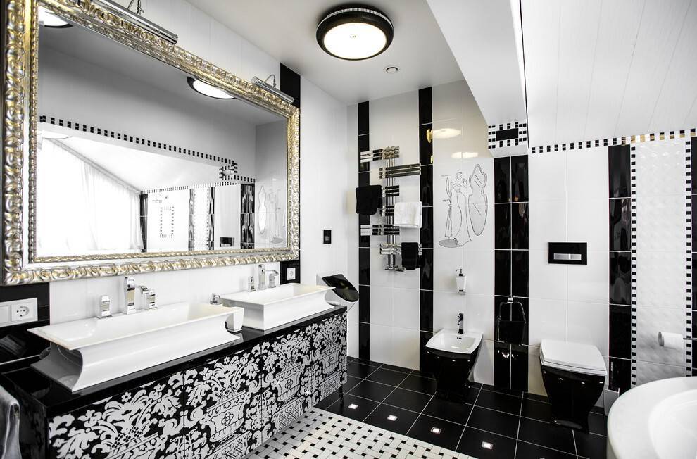 Дизайн черно-белой ванной комнаты + 75 фото - «интерьер ванной» » «дизайна интерьера»