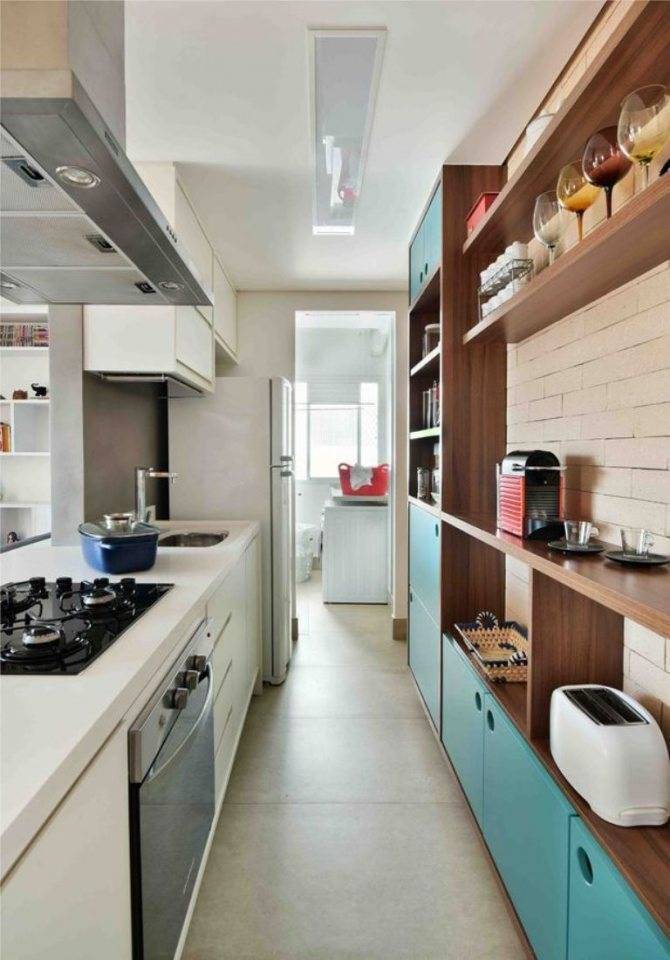 Дизайн узкой кухни — советы и примеры