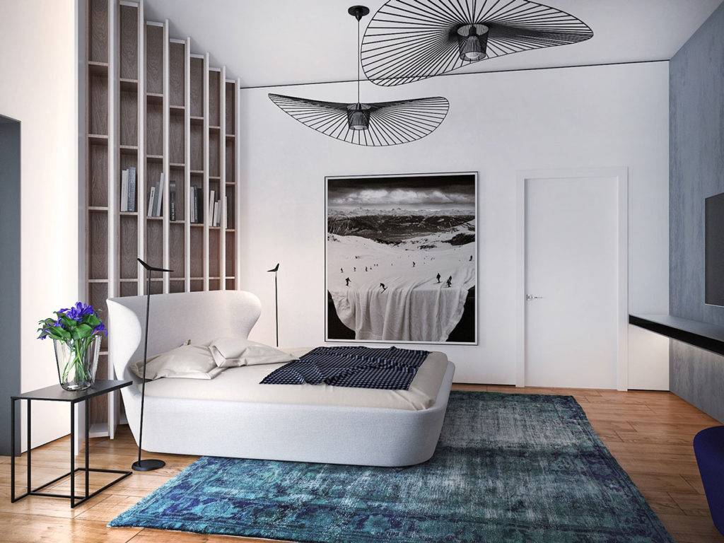 Дизайн интерьера спальни в стиле хай-тек