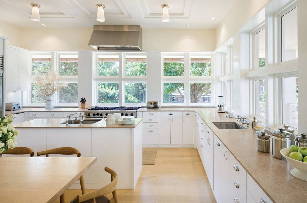 Кухня с двумя окнами: советы по оформлению и готовые идеи дизайна (50 фото) | современные и модные кухни