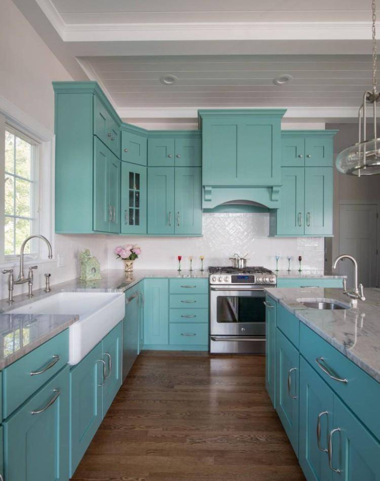 Кухня бирюзового цвета — дизайн в разных стилях оформления и сочетании цветов
