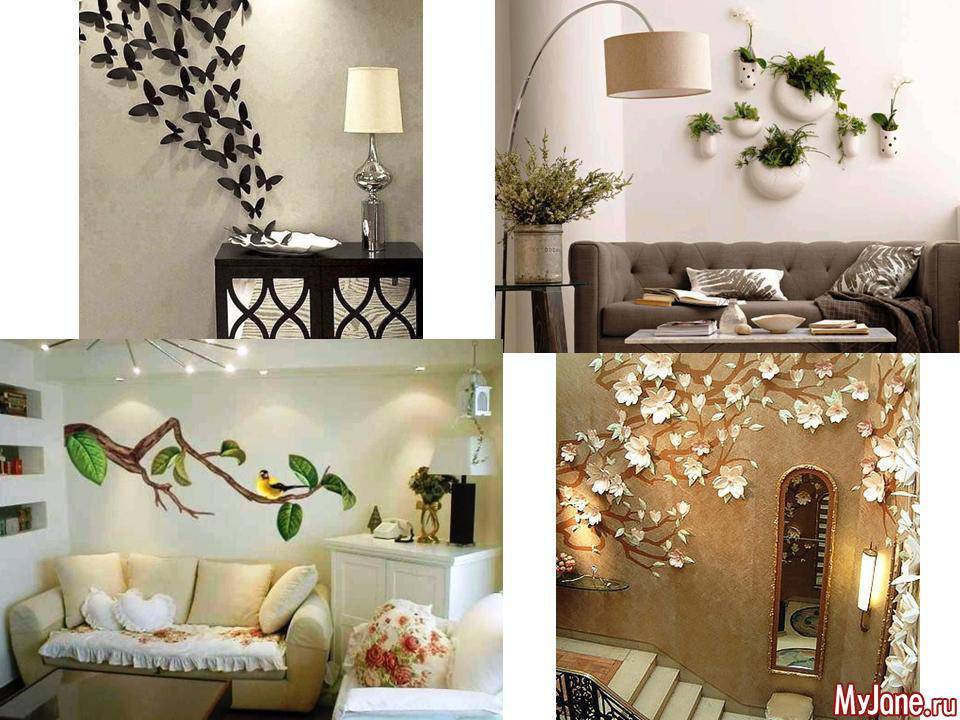 Стена над диваном, оформление и декор - фото примеров