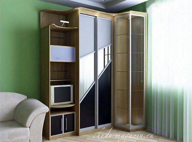 Угловые шкафы в спальню (49 фото):  идеи дизайна большого спального гарнитура с зеркалом