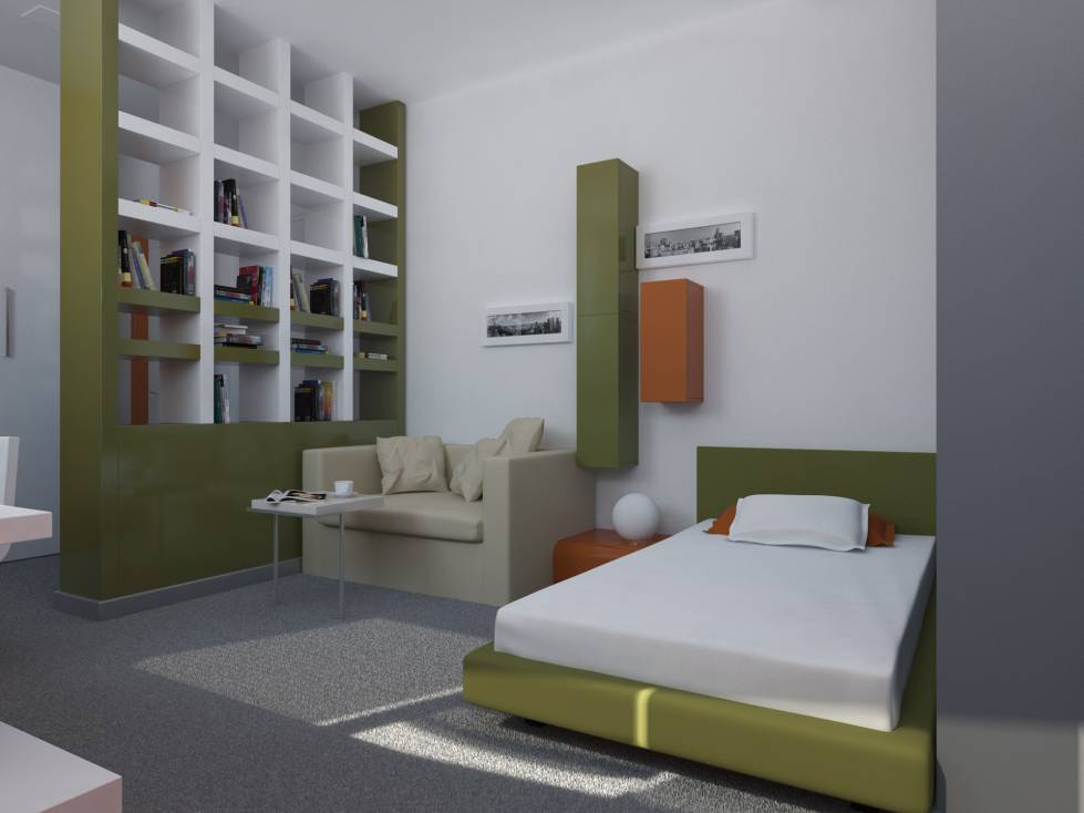 Интерьер комнаты в общежитии: распределение на зоны, идеи и цвета