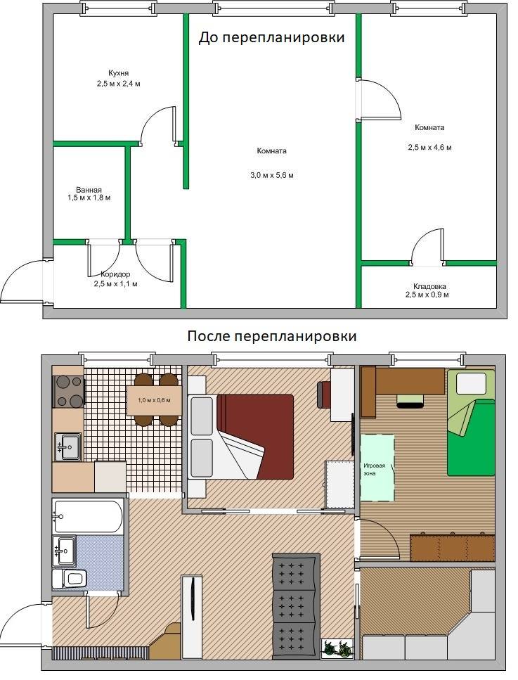Перепланировка 3-х комнатной квартиры