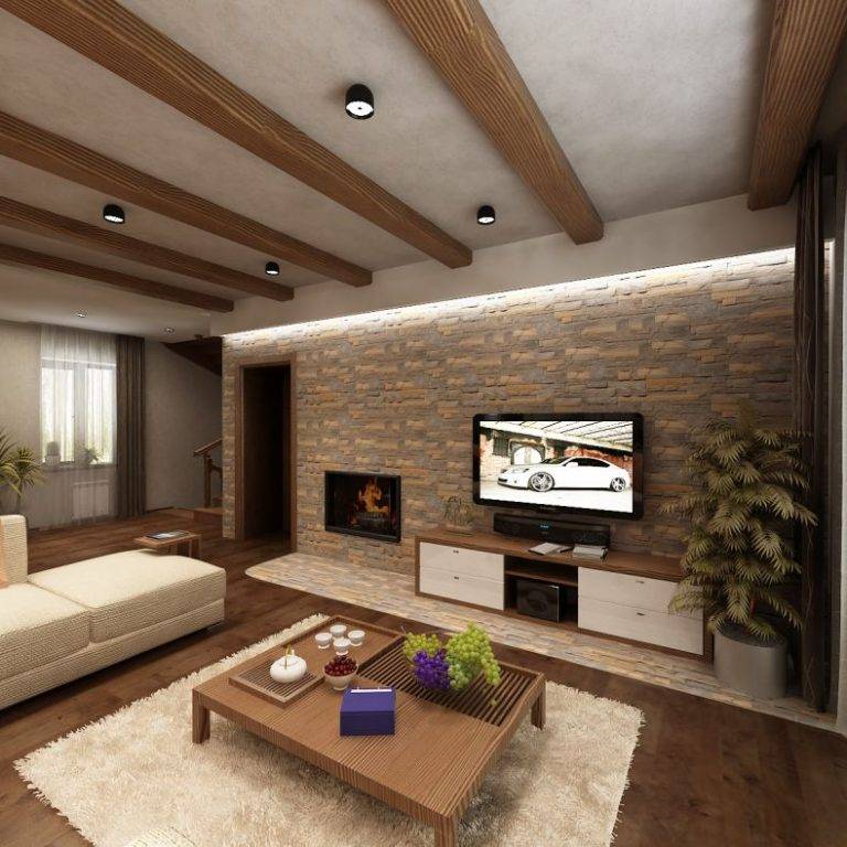Декоративный камень в интерьере гостиной (44 фото): отделка стен комнаты в сочетании с искусственным камнем
