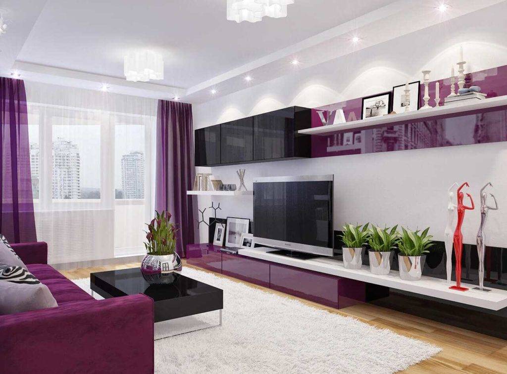 Фиолетовый диван, сиреневый — как подобрать шторы под цвет обивки?