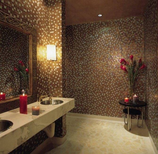 Мозаика в ванной комнате: как выглядит, дизайн для маленькой с плиткой, рисунки в санузле, из камня в интерьере, фото, видео