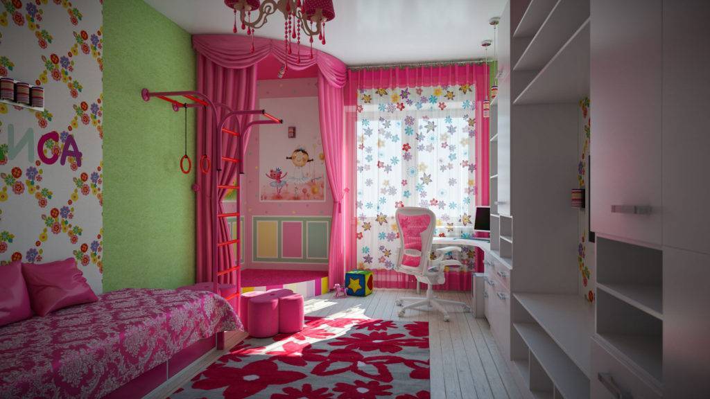Обои в детскую комнату для девочек: виды, цвет, дизайн, комбинирование, 68 фото