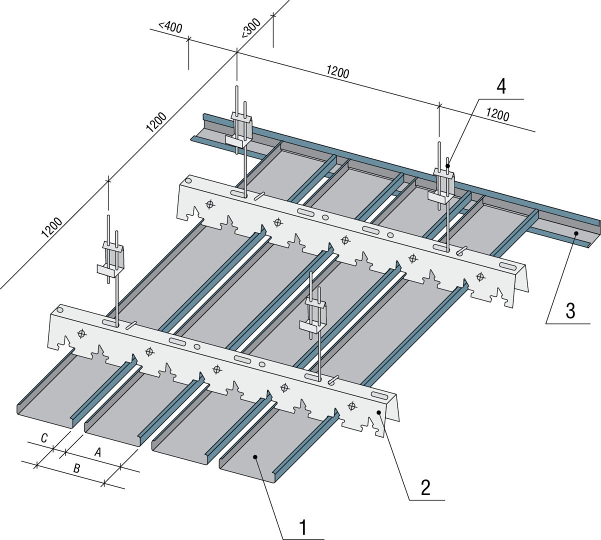 Реечный алюминиевый подвесной потолок