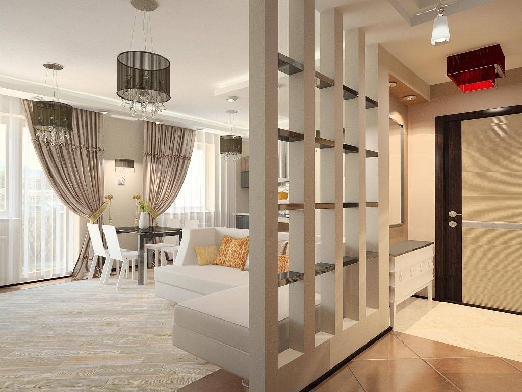 Перегородка для зонирования комнаты из гипсокартона: фото, как разделить на спальню и гостиную с помощью декоративной