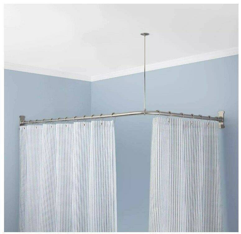 Карниз для ванной: г-образные штанги для шторы, телескопические палки для шторки и гибкие держатели, выбираем крепление для занавески для овальной ванны