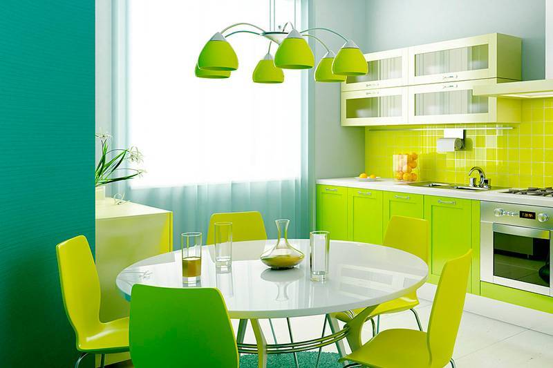 Зеленая кухня: стильные сочетания цветов в интерьере, современные шторы и обои