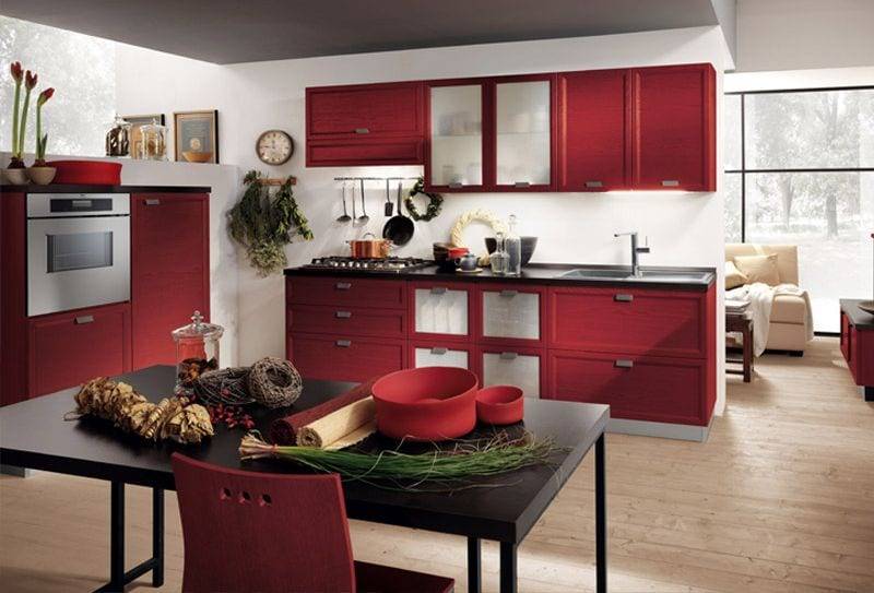 Бордовый цвет в интерьере кухни – примеры дизайна