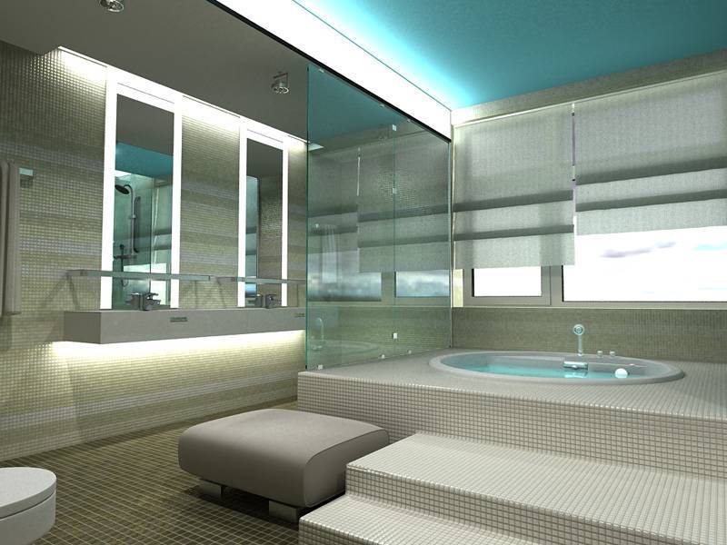 Ванная в стиле хай-тек: необычный современный дизайн и простое, стильное обустройство ванной комнаты (110 фото)
