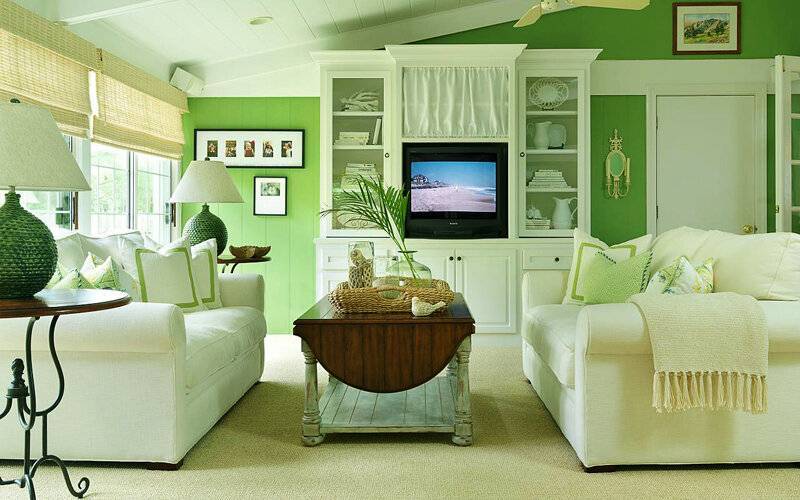 Зеленый дизайн в вашей гостиной - 93 фото примера