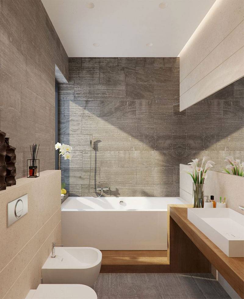 Маленькая ванная комната с плиткой: выбор цвета и размера, фото готовых решений