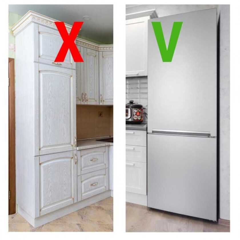 Как встроить обычный холодильник в гарнитур - отделка