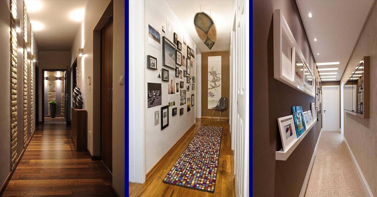 Как оформить дизайн узкого коридора — 28 фото с идеями