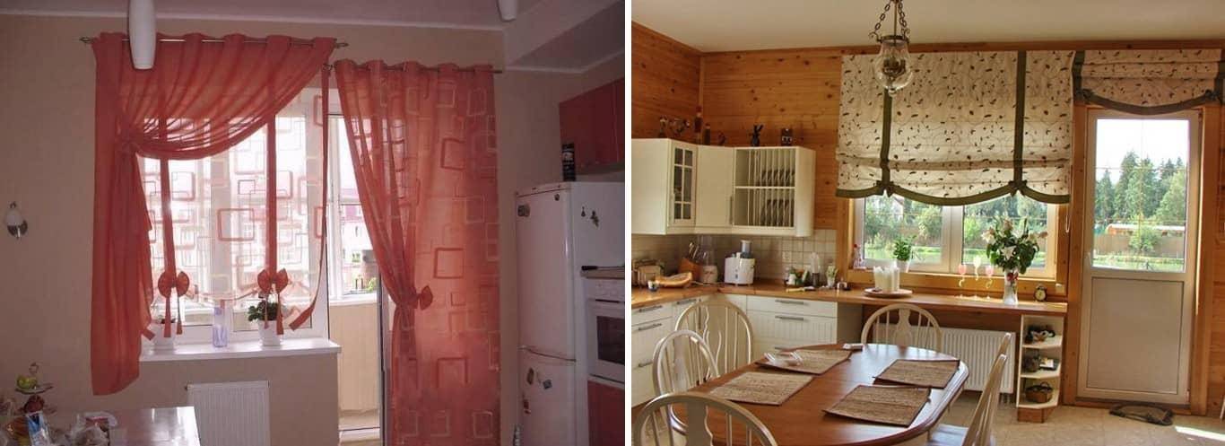 Шторы на кухню с балконной дверью (42 фото): идеи дизайна интерьера