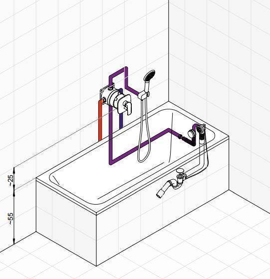 Смеситель в ванной: установка и расчет высоты