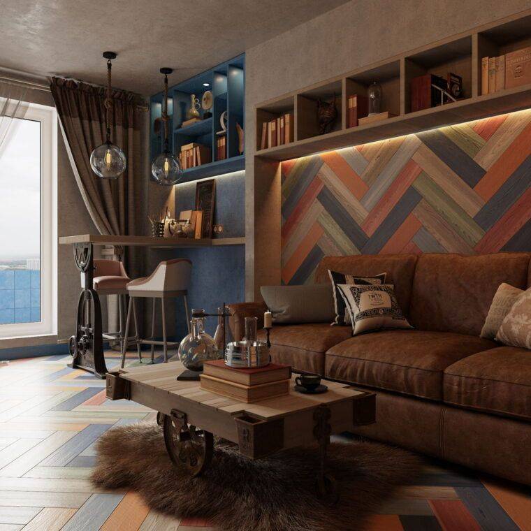 Лофт-стиль в дизайне большой или маленькой гостиной комнаты