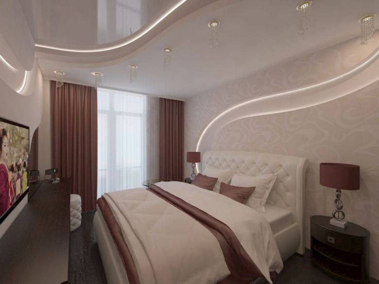 Потолок в спальне – создание гармоничного интерьера и правила стильного дизайна (125 фото)
