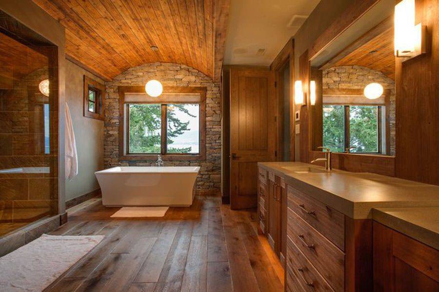 Деревянный дом: отделка и дизайн ванной комнаты
