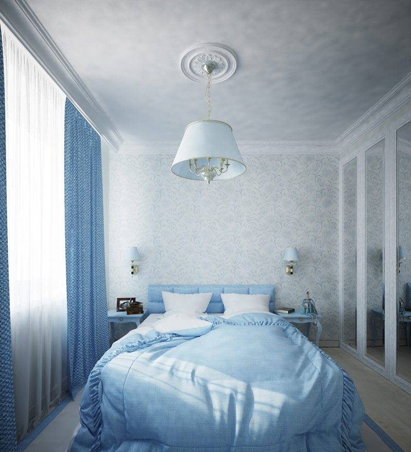 Тонкости оформления спальни в голубых тонах