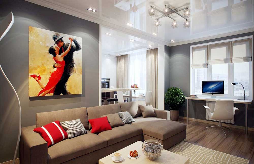 Оформление интерьера современной гостиной комнаты с помощью картин