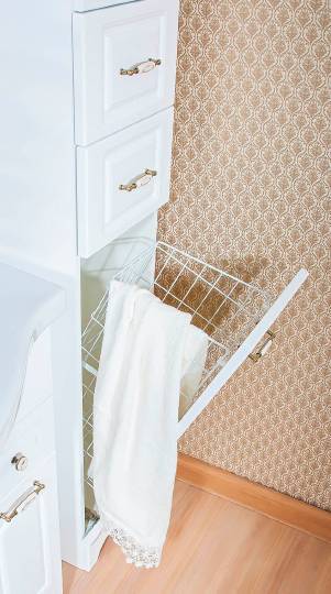 Шкаф для белья в ванную комнату: как выбрать - виды | фото
