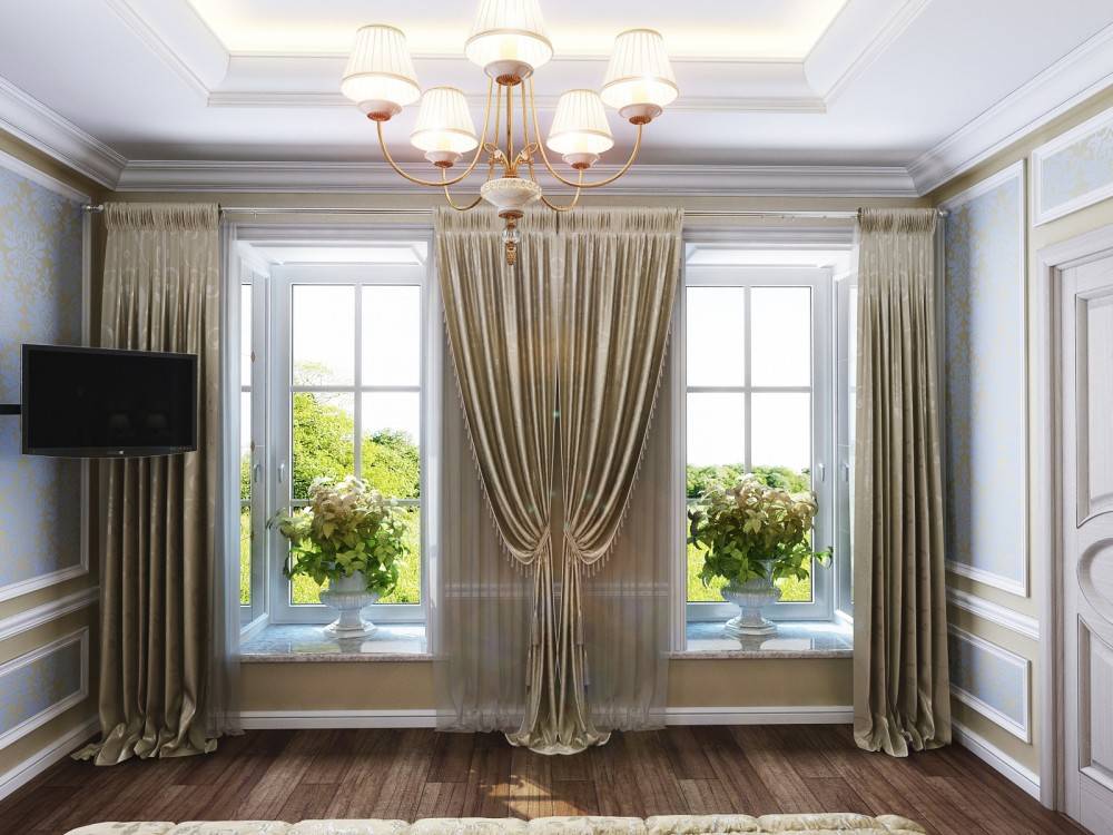 Современные классические шторы в красивой гостиной