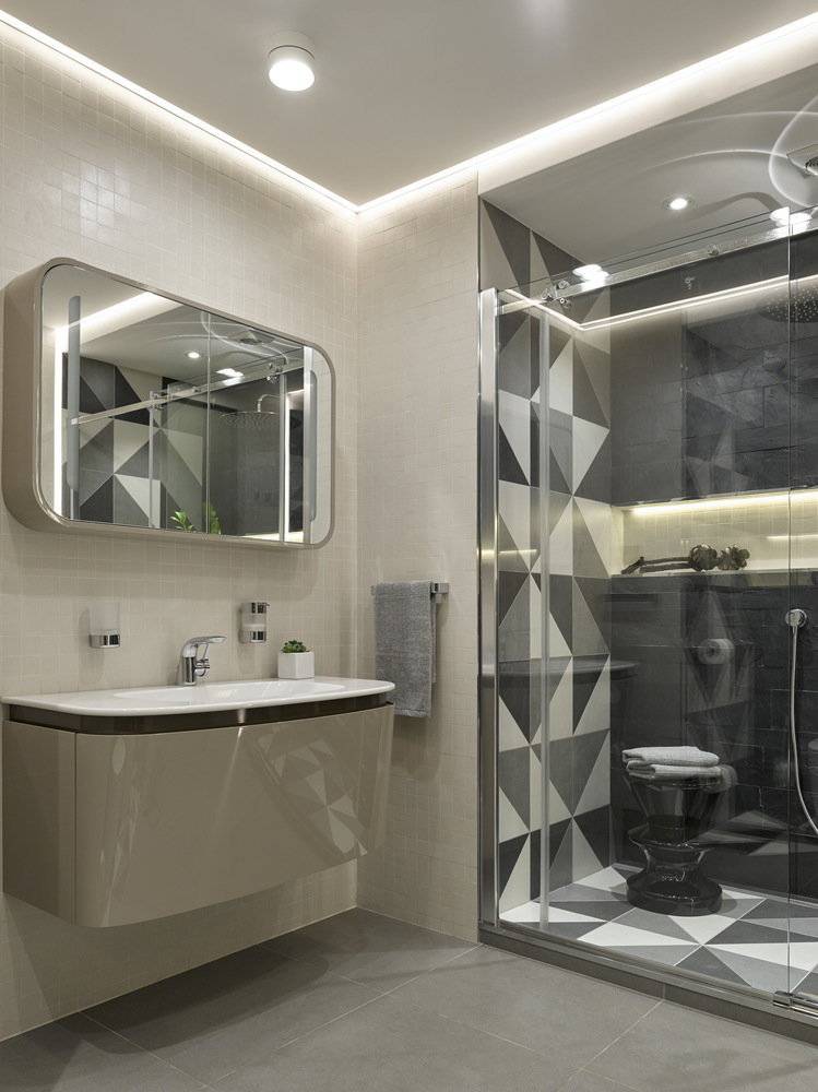 Ванная комната в стиле хай-тек: фото интерьера, плитка и мебель