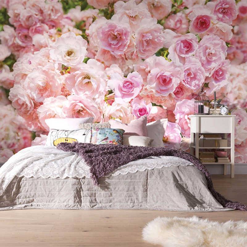 Необыкновенные фотообои розы в интерьере спальни: 25 красивых фото