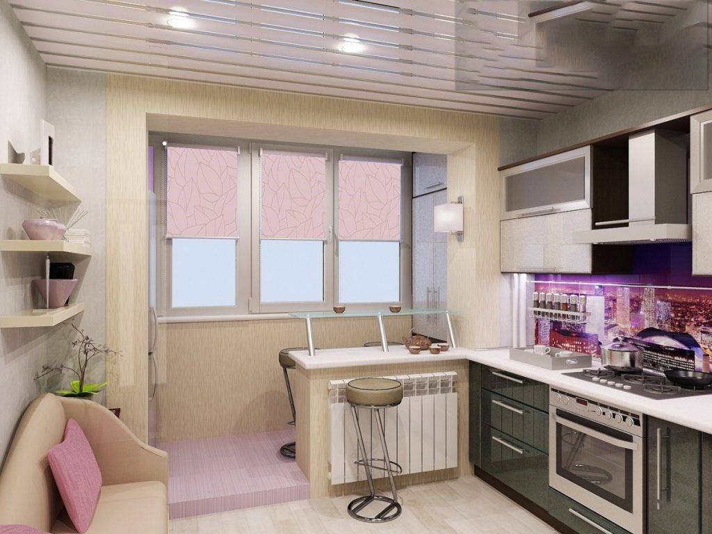Дизайн кухни совмещенной с балконом: фото в интерьере, идеи обустройства