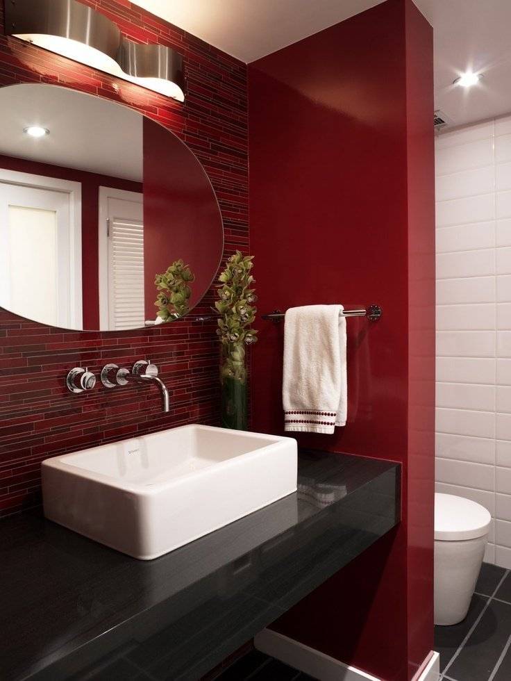 Красная ванная комната: 115 фото уникальных примеров использования красного цвета в ванной