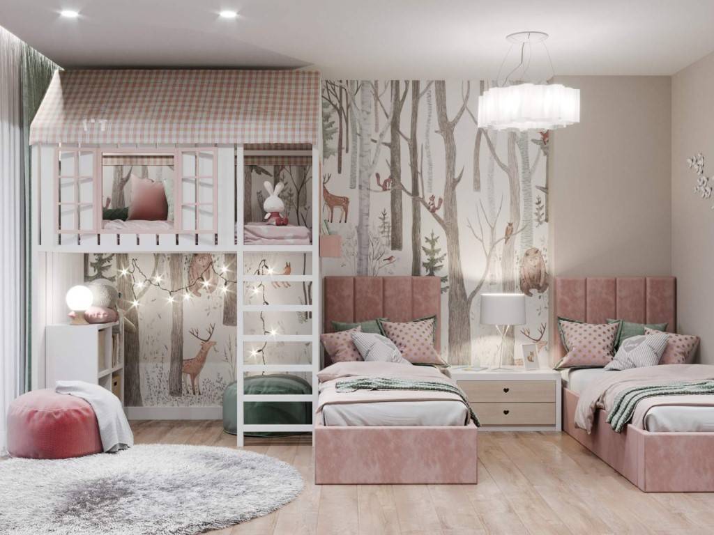 Детские комнаты для двух девочек | 78 фото дизайна детской