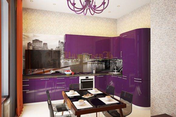 Кухня в фиолетовых тонах: цвета сирени и фиалки