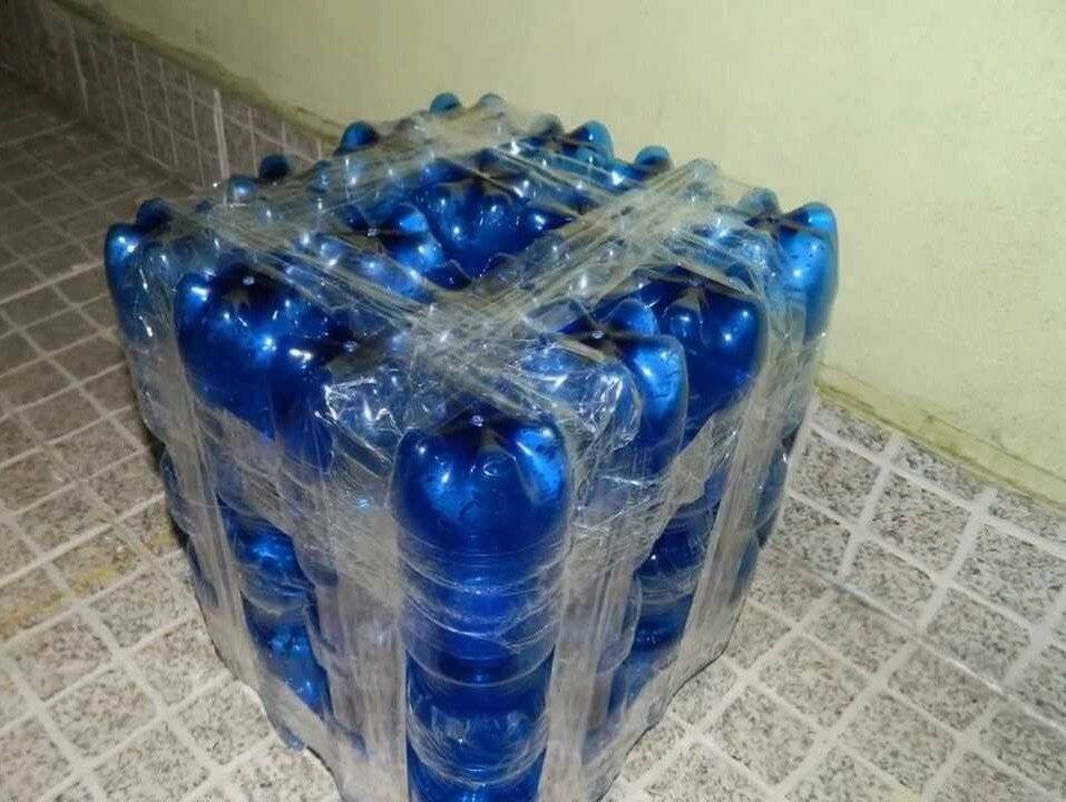 Как сделать пуфик из пластиковых бутылок