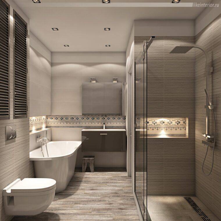 Дизайн ванной комнаты с туалетом – фото интерьера совмещенного санузла