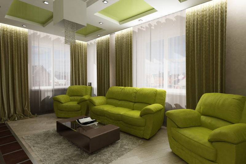 Зеленый диван  в интерьере - 50 фото