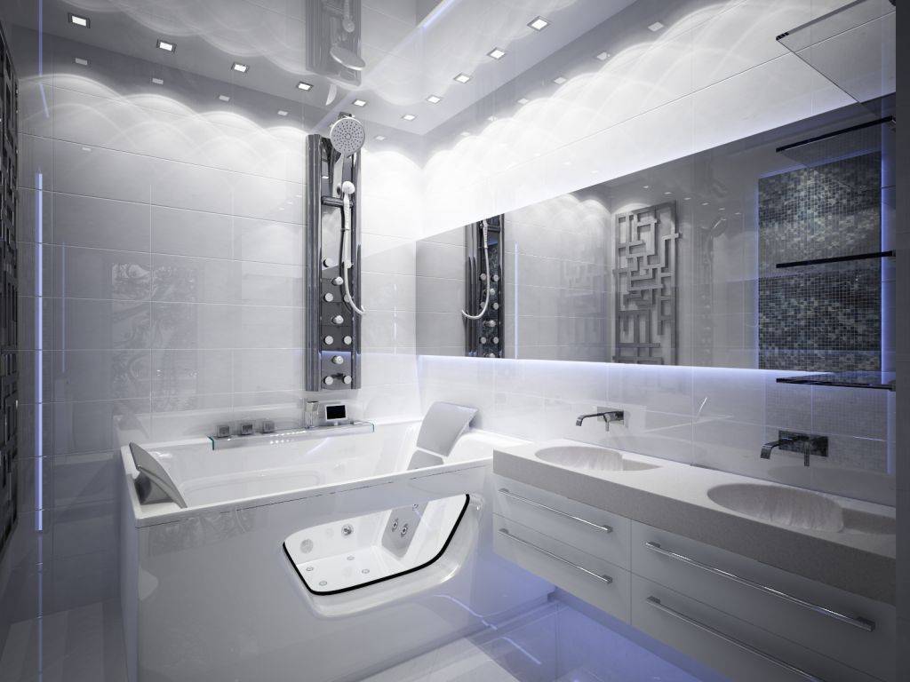 Дизайн ванной в стиле хай-тек