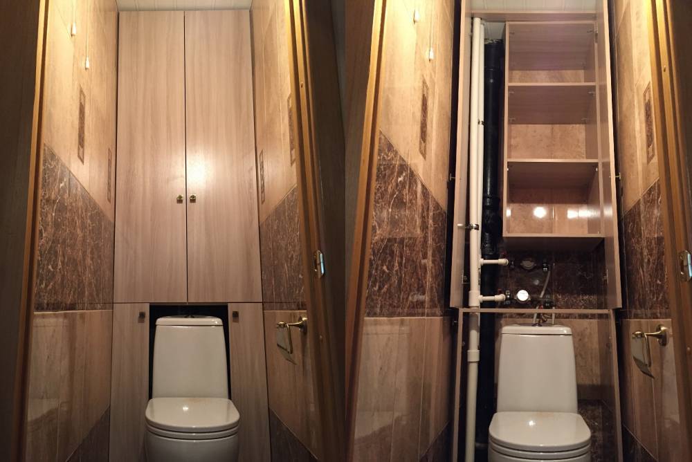 Сантехнический шкаф в туалете: фото, особенности установки, варианты отделки