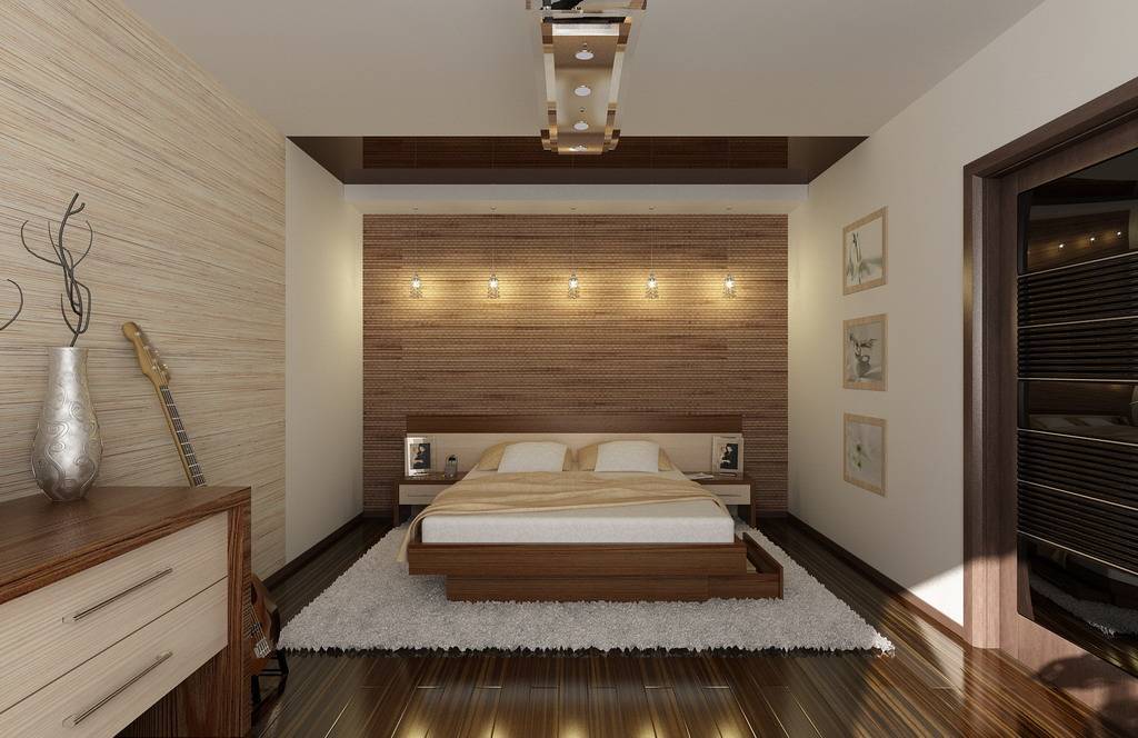 Ламинат в спальне на стене: варианты отделки в интерьере