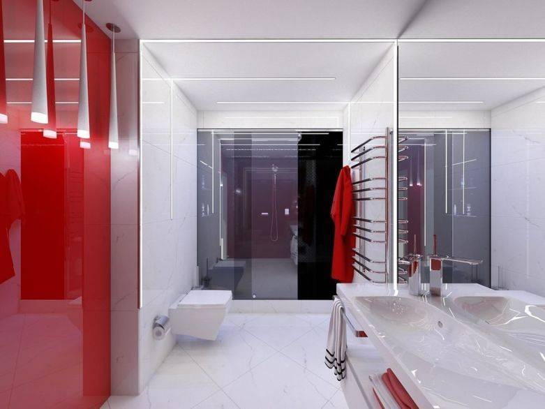 Стиль хай-тек в интерьере ванной комнаты, фото, дизайн