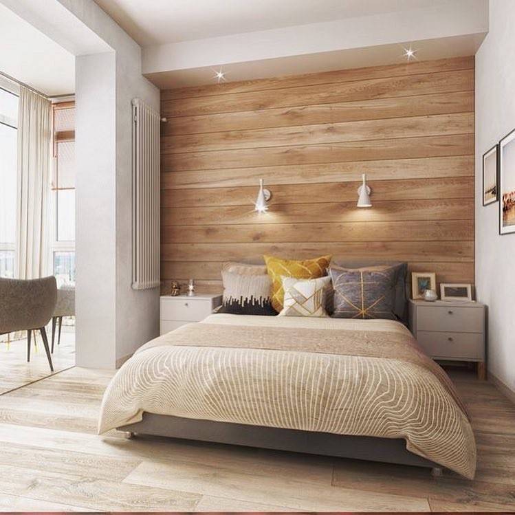 Использование ламината на стене в интерьере спальни